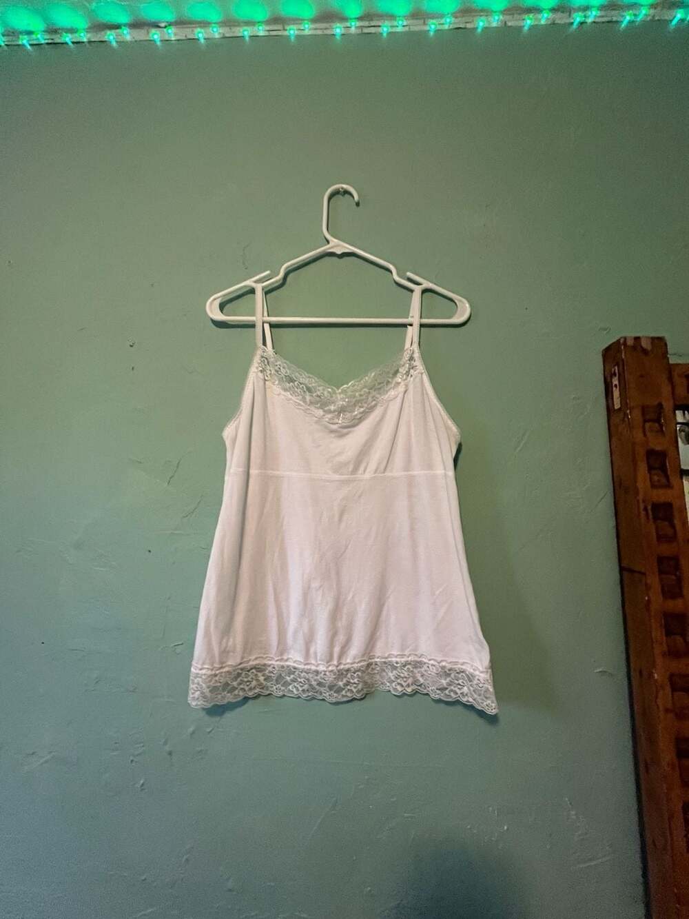 Elle Must Have Cami babydoll Size L White Lace Trim Cami